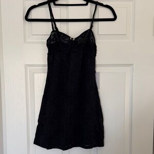 NWT! WeWoreWhat Lace Rosette Mini Dress - Black